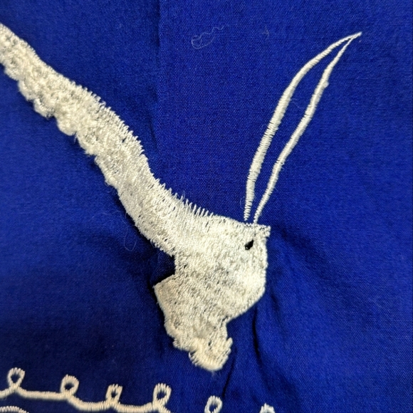 Leandra Crochet Embroidered Top in Royal Blue size Large 70s Birds Boho - Picture 2 of 10